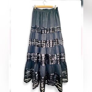 W118 by Walter Baker Estelle Black Sheer Tiered Maxi Skirt S editorial fashion